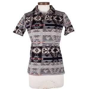 KAPITAL ethnic pattern cotton short sleeve polo